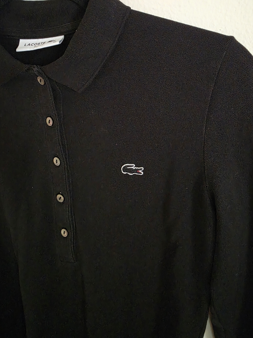 Lacoste Black Long Sleeve Polo Top - Picture 3 of 4